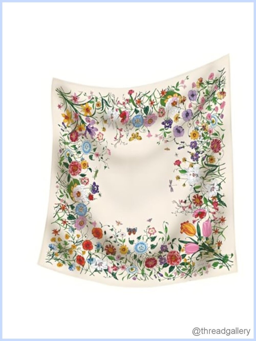 Silk Feel Floral Scarf 35x35 Square Lightweight Headscarf Bandana Wrap